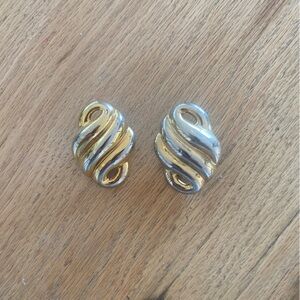 Vintage Elegant Gold and Silver‎ Swirl Clip Earrings preloced